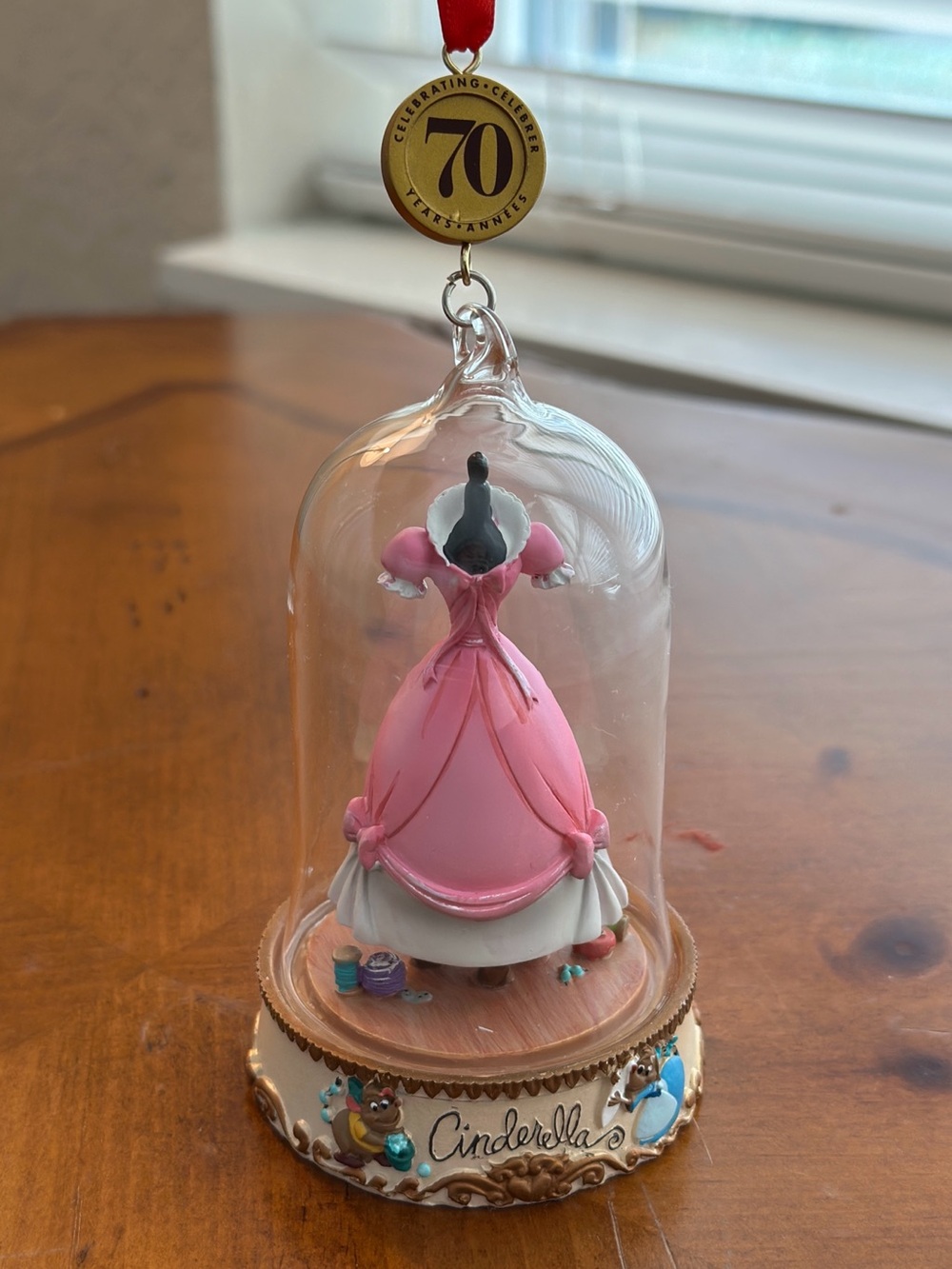 Disney Cinderella’s pink Dress Glass Dome Ornament 70th Anniversary - Picture 1 of 8